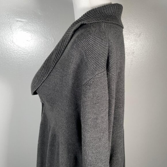 JM Collection Charcoal Gray Shawl Neck 1 Button Lock Long Sleeve Cardigan L - Picture 7 of 12